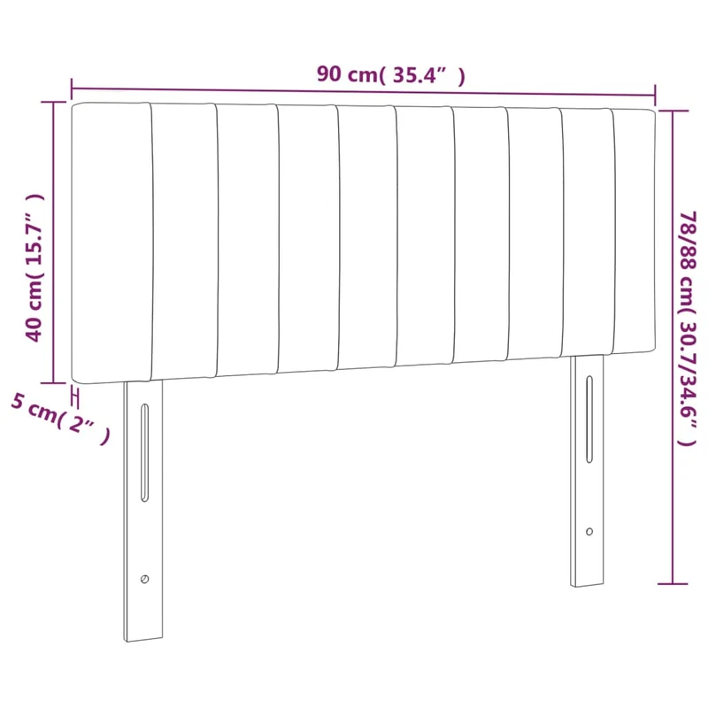 Tête de lit accessoire couchage chambre à coucher meuble à LED 90 x 5 x 78/88 cm tissu gris clair TDL0201239