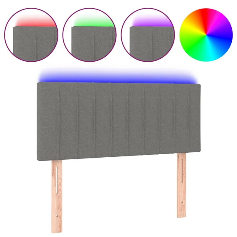 Tête de lit accessoire couchage chambre à coucher meuble à LED 90 x 5 x 78/88 cm tissu gris foncé TDL0201002