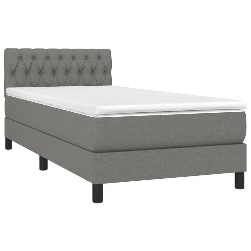 Cadre de lit LED avec sommier tête de lit matelas 90x200cm tissu gris foncé TDL0209387