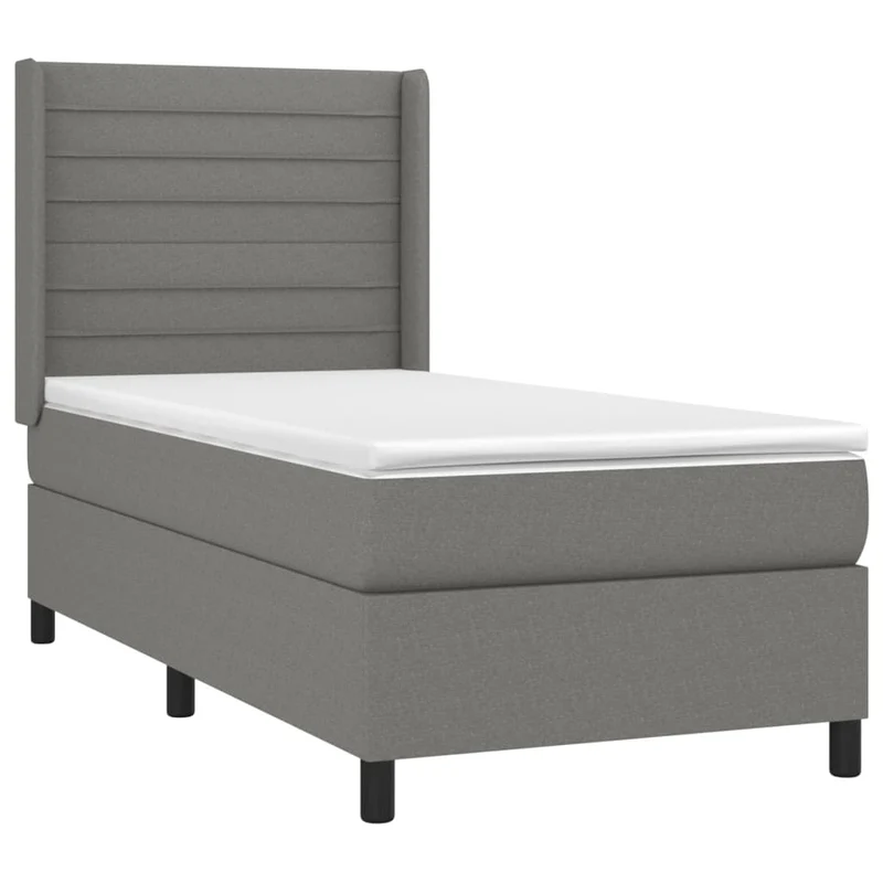 Cadre de lit LED avec sommier tête de lit matelas 90x200cm tissu gris foncé TDL0209376