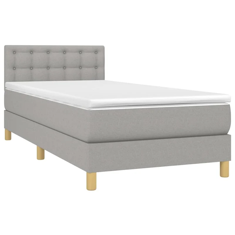 Cadre de lit LED avec sommier tête de lit matelas 90x200cm tissu gris clair TDL0209461