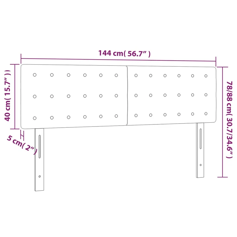Tête de lit accessoire couchage chambre à coucher meuble en 2 parties capitonné 72 x 5 x 78/88 cm tissu gris foncé TDL0206368