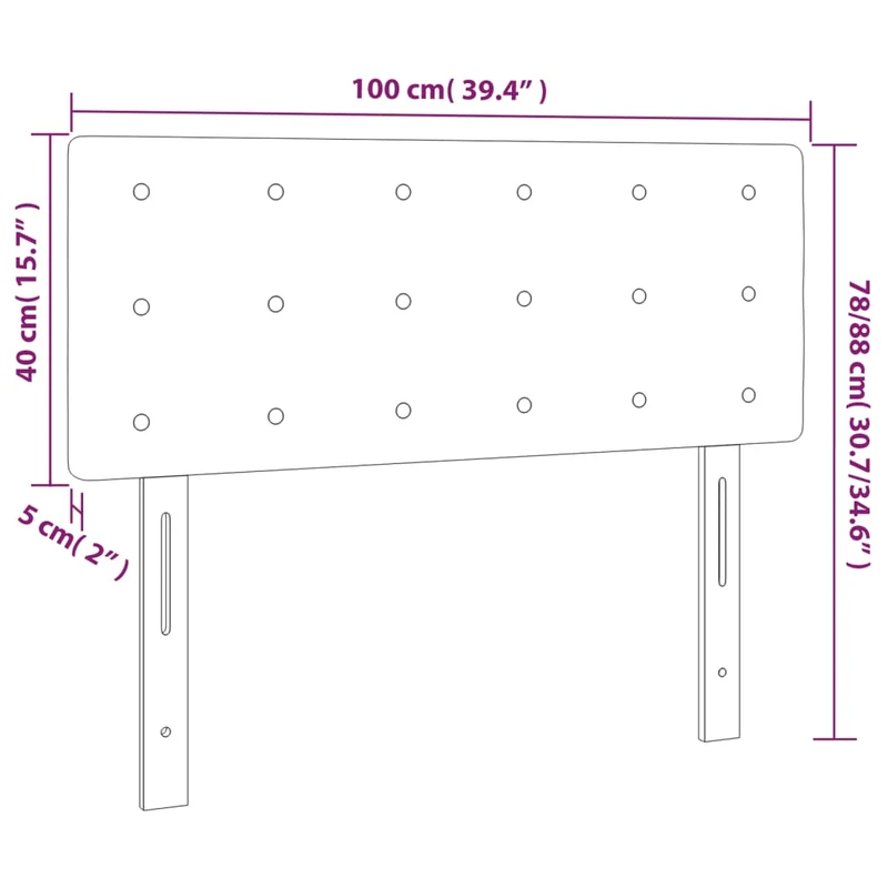 Tête de lit accessoire couchage chambre à coucher meuble 100 x 5 x 78/88 cm tissu noir TDL0202395