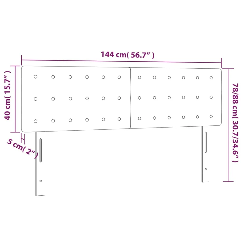 Tête de lit accessoire couchage chambre à coucher meuble à LED 144 x 5 x 78/88 cm tissu gris foncé TDL0201155