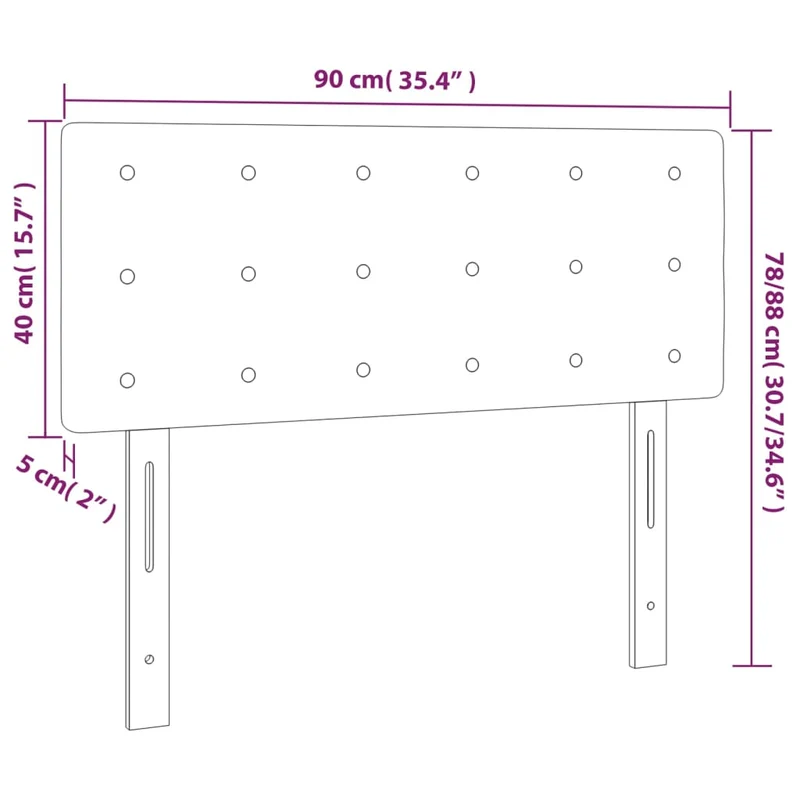 Tête de lit accessoire couchage chambre à coucher meuble à LED 90 x 5 x 78/88 cm tissu noir TDL0200535
