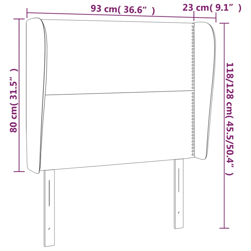 Tête de lit accessoire couchage chambre à coucher meuble avec rebord latéral 93 x 23 x 118/128 cm tissu velours gris foncé TDL0204852