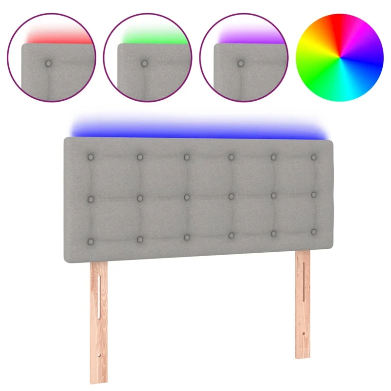 Tête de lit accessoire couchage chambre à coucher meuble à LED 100 x 5 x 78/88 cm tissu gris clair TDL0201452