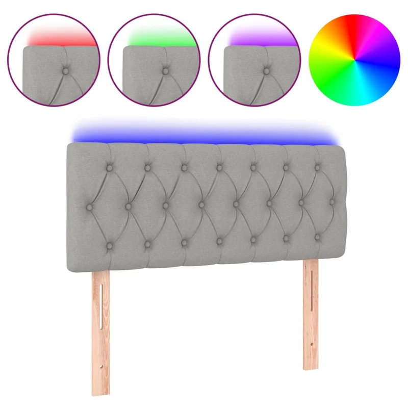 Tête de lit accessoire couchage chambre à coucher meuble à LED 100 x 7 x 78/88 cm tissu gris clair TDL0201440