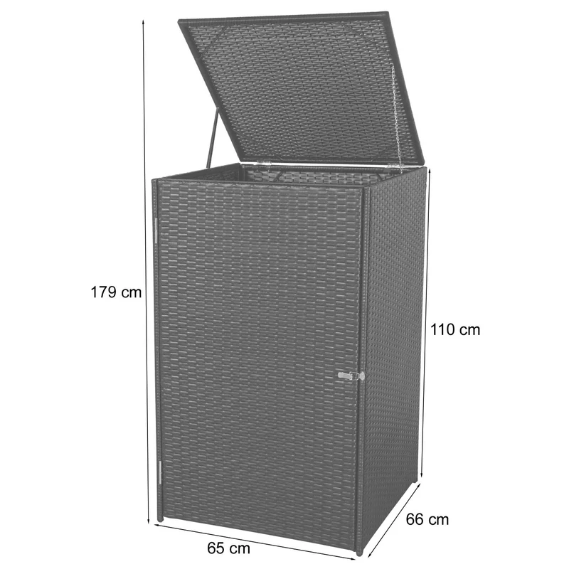 Abri de poubelle extérieur conteneur à ordures en rotin poly gris 120 litres 04_0002859