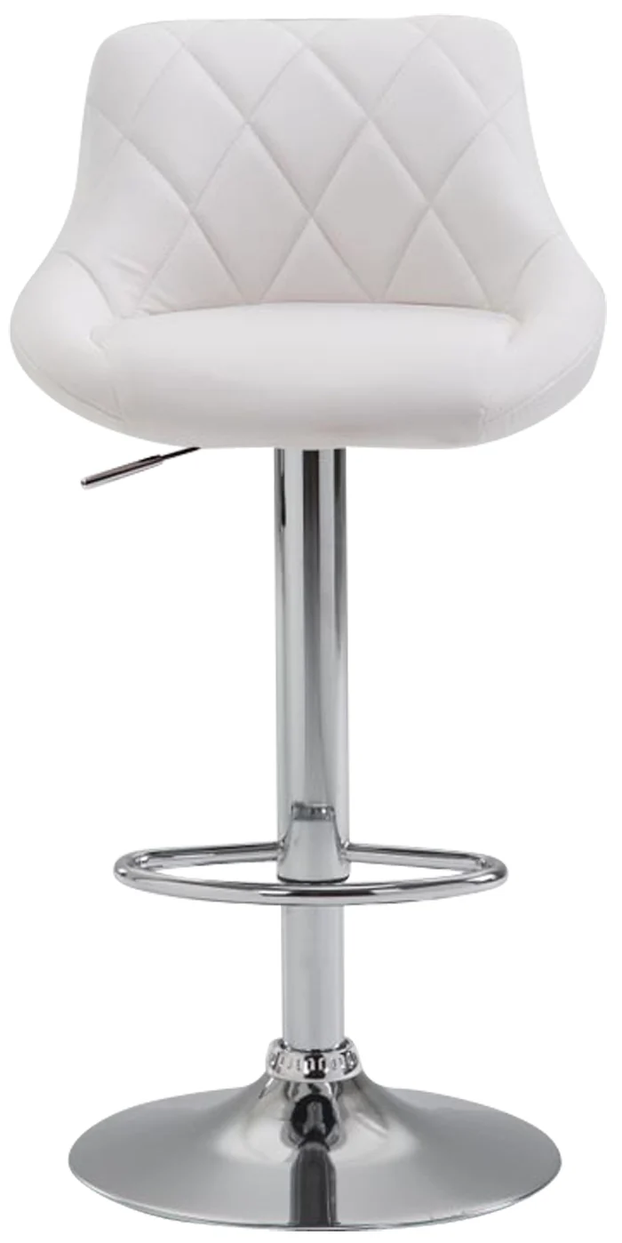 Tabouret de bar en synthétique blanc pivotant avec repose-pieds coutures décoratives 10_0000113