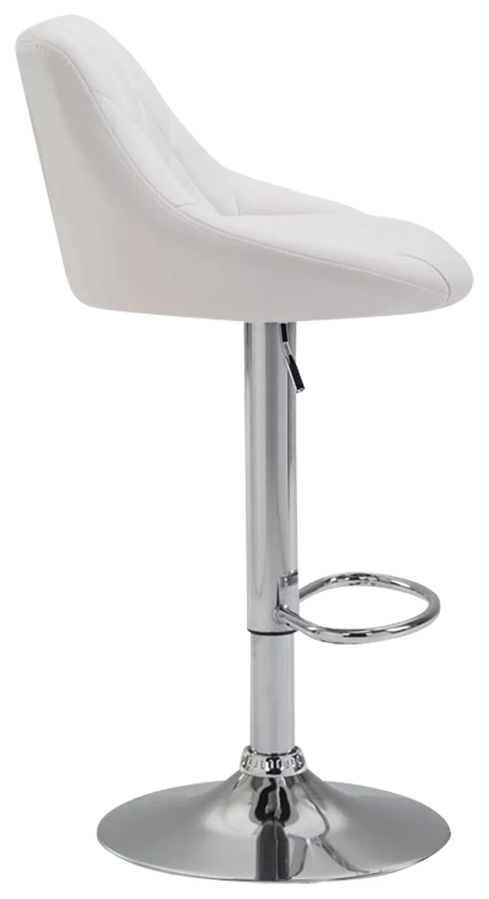Tabouret de bar en synthétique blanc pivotant avec repose-pieds coutures décoratives 10_0000113