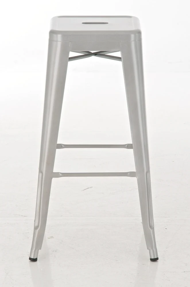 Lot de 2 tabourets de bar style industriel en métal avec repose-pieds gris TDB10118