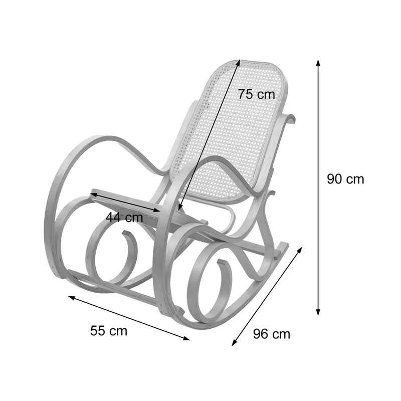 Fauteuil à bascule rocking chair en bois clair et tissu fleur marron FAB04023