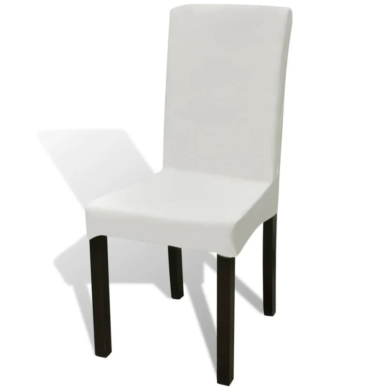 Housse de chaise droite extensible 4 pcs Crème DEC022370
