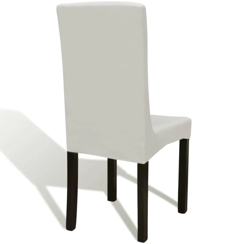 Housse de chaise droite extensible 4 pcs Crème DEC022370