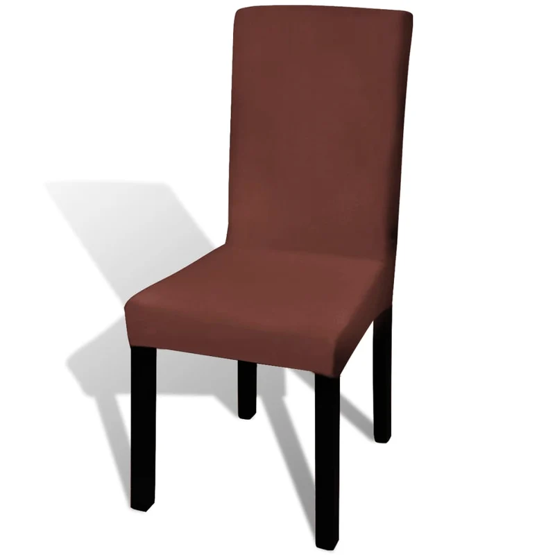 Housse de chaise droite extensible 4 pcs marron DEC022375
