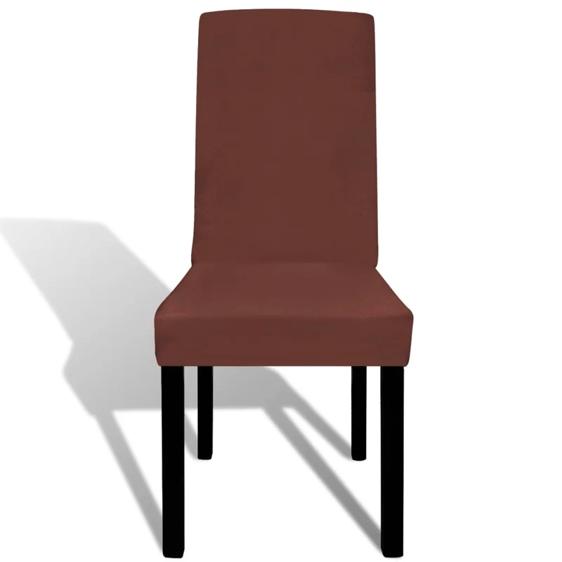 Housse de chaise droite extensible 4 pcs marron DEC022375