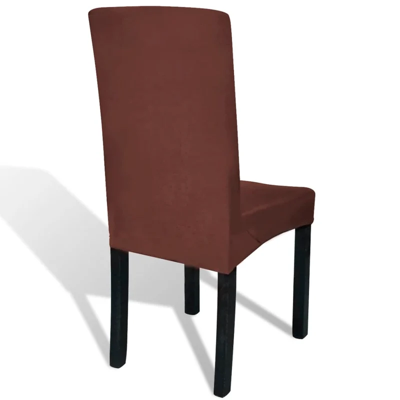 Housse de chaise droite extensible 4 pcs marron DEC022375