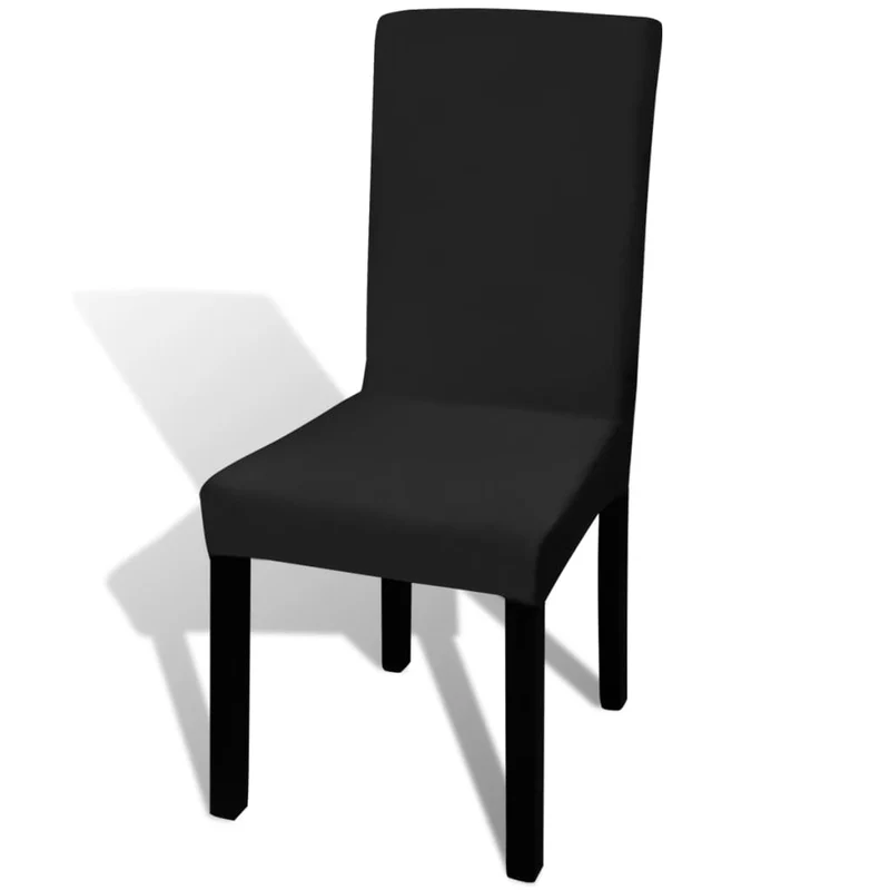 Housse de chaise droite extensible 4 pcs noir DEC022368
