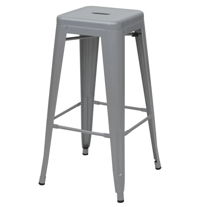 Lot de 2 tabourets de bar design industriel en métal gris empilable 04_0000108