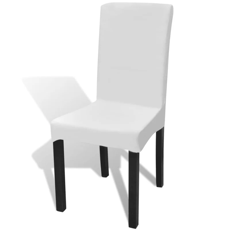Housse de chaise droite extensible 4 pcs blanc DEC022367