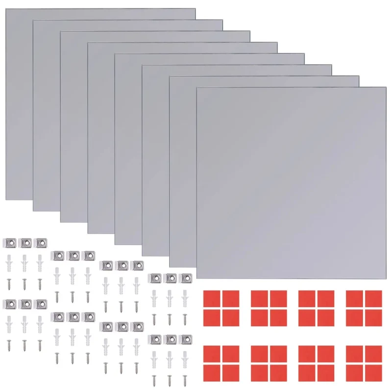 Set de 16 carreaux de miroir avec bandes adhésives DEC022833