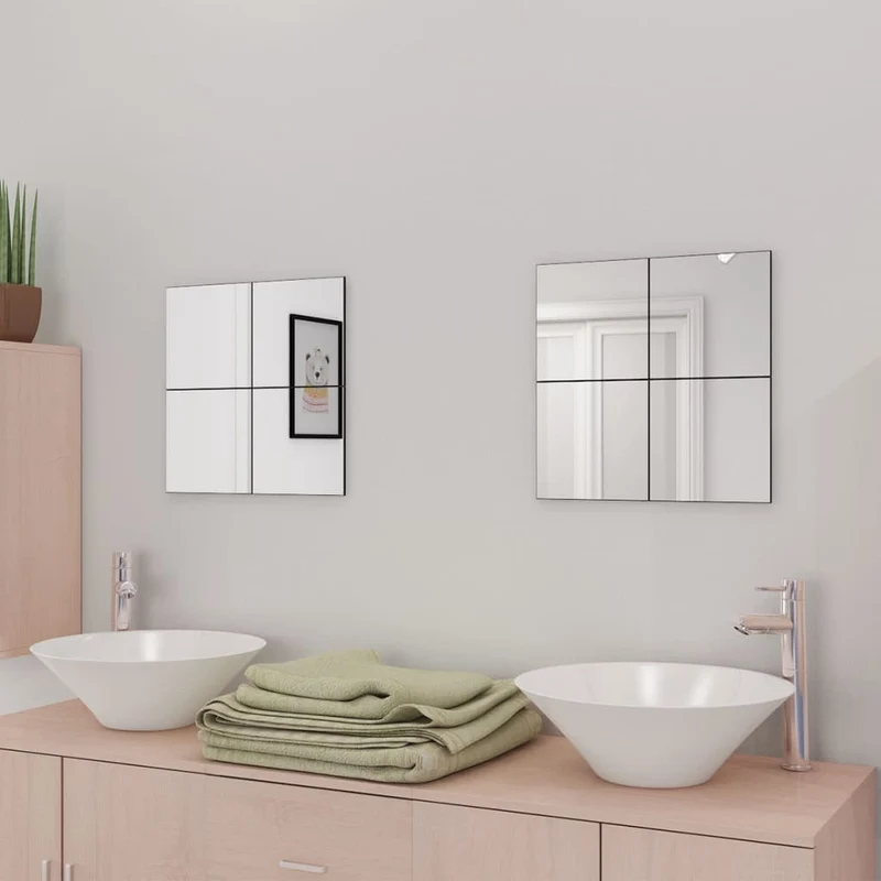 Set de 8 carreaux de miroir avec bandes adhésives DEC022647