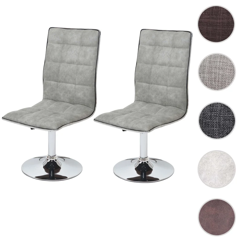Lot de 2 chaises de salle à manger cuisine ajustable à hauteur variable tissu gris 04_0000222