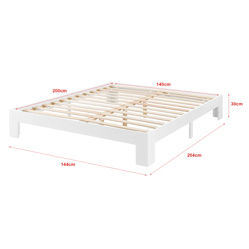 Cadre de lit avec sommier à lattes lit double 140 x 200 cm en pin banc 03_0004921