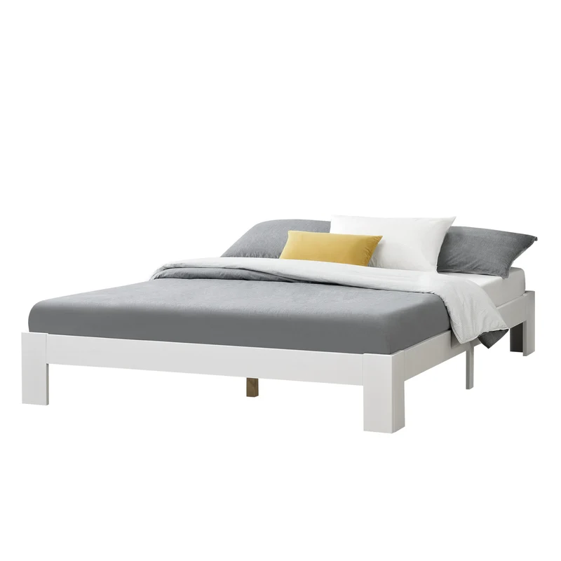 Cadre de lit avec sommier à lattes lit double 140 x 200 cm en pin banc 03_0004921
