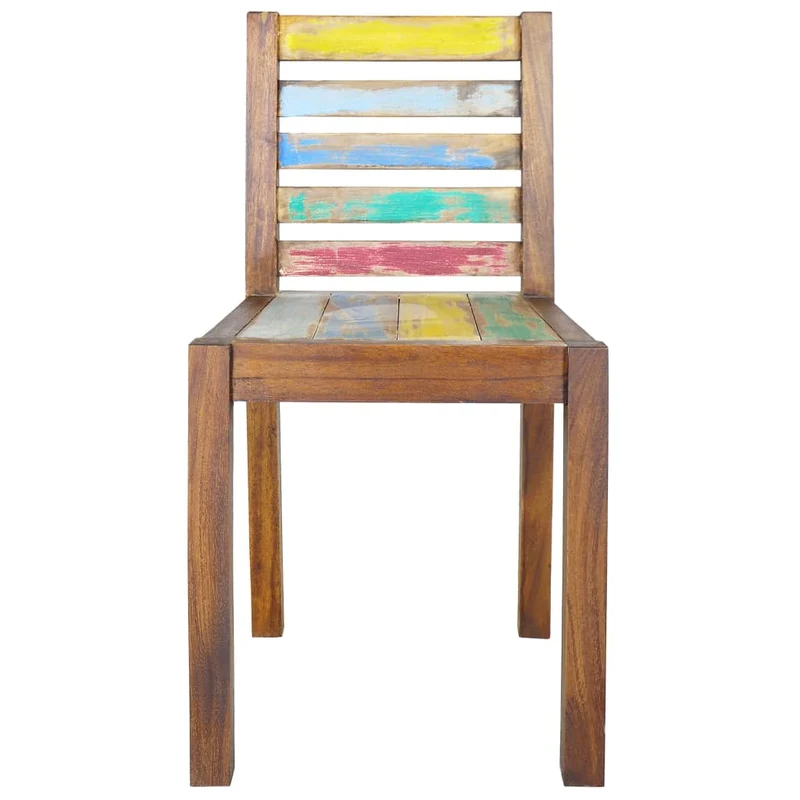 Lot de 4 chaises de salle à manger cuisine bois de récupération solide design vintage CDS021332