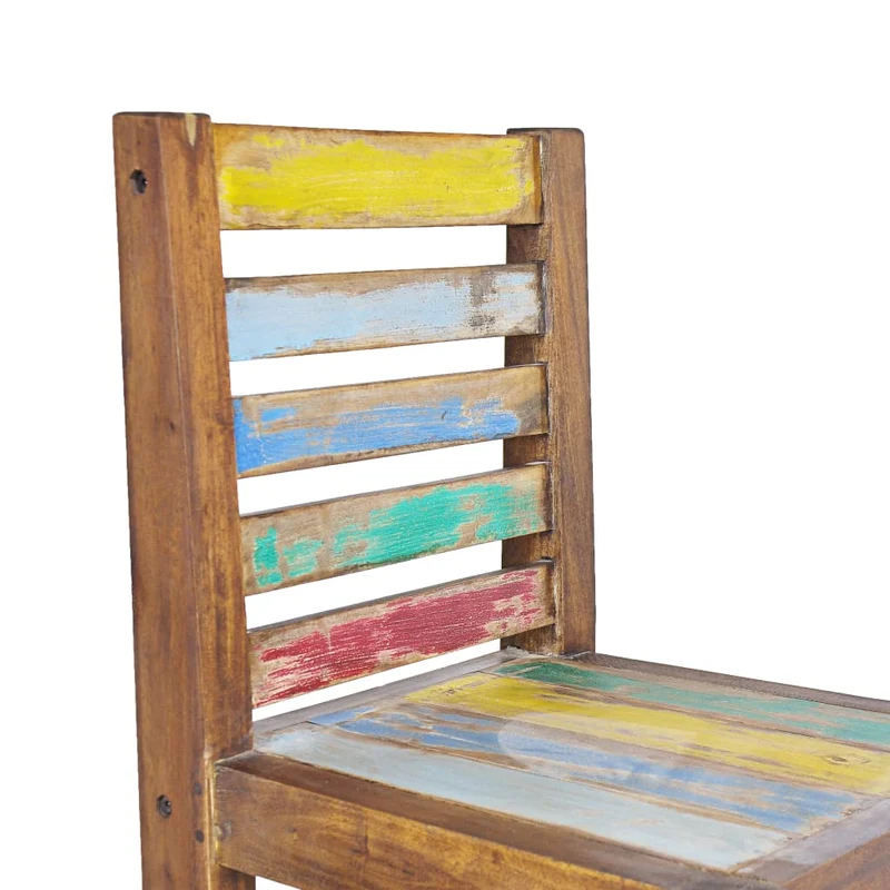 Lot de 4 chaises de salle à manger cuisine bois de récupération solide design vintage CDS021332