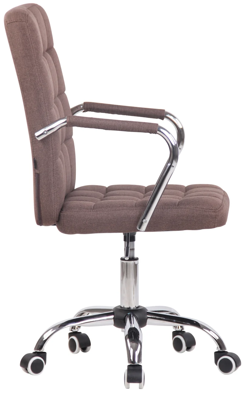 Chaise de bureau sur roulettes moderne et confortable en tissu marron BUR10635