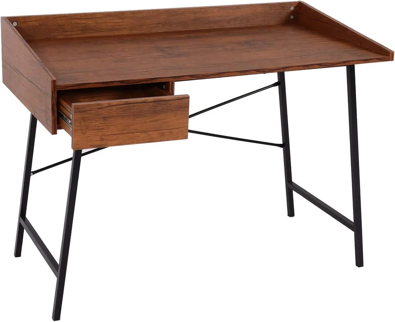 Bureau table d'ordinateur de bureau avec tiroir de rangement 98x114x60cm MDF marron BUR04108