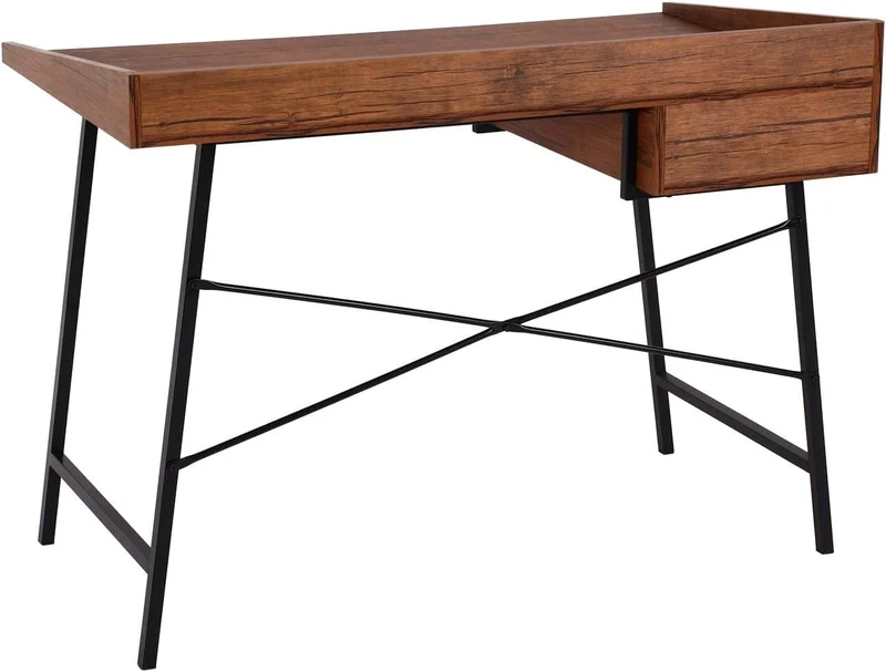 Bureau table d'ordinateur de bureau avec tiroir de rangement 98x114x60cm MDF marron BUR04108