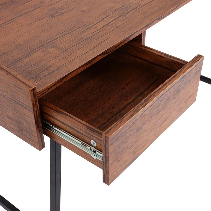 Bureau table d'ordinateur de bureau avec tiroir de rangement 98x114x60cm MDF marron BUR04108