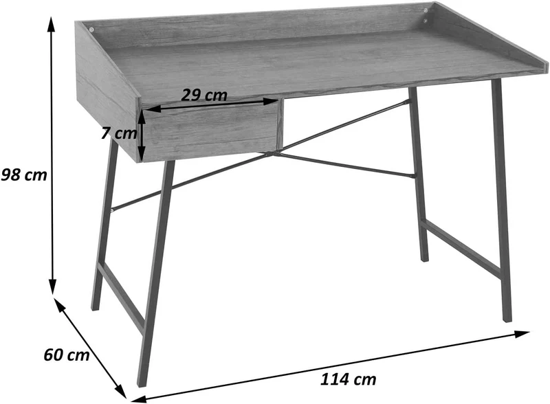 Bureau table d'ordinateur de bureau avec tiroir de rangement 98x114x60cm aspect chêne BUR04107