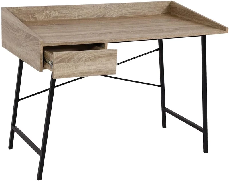 Bureau table d'ordinateur de bureau avec tiroir de rangement 98x114x60cm aspect chêne BUR04107