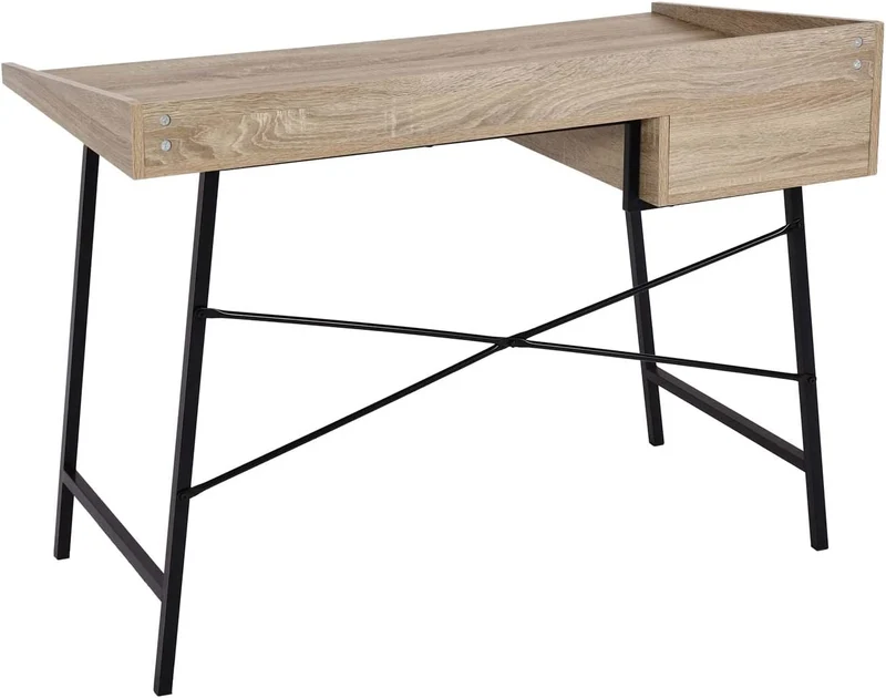 Bureau table d'ordinateur de bureau avec tiroir de rangement 98x114x60cm aspect chêne BUR04107