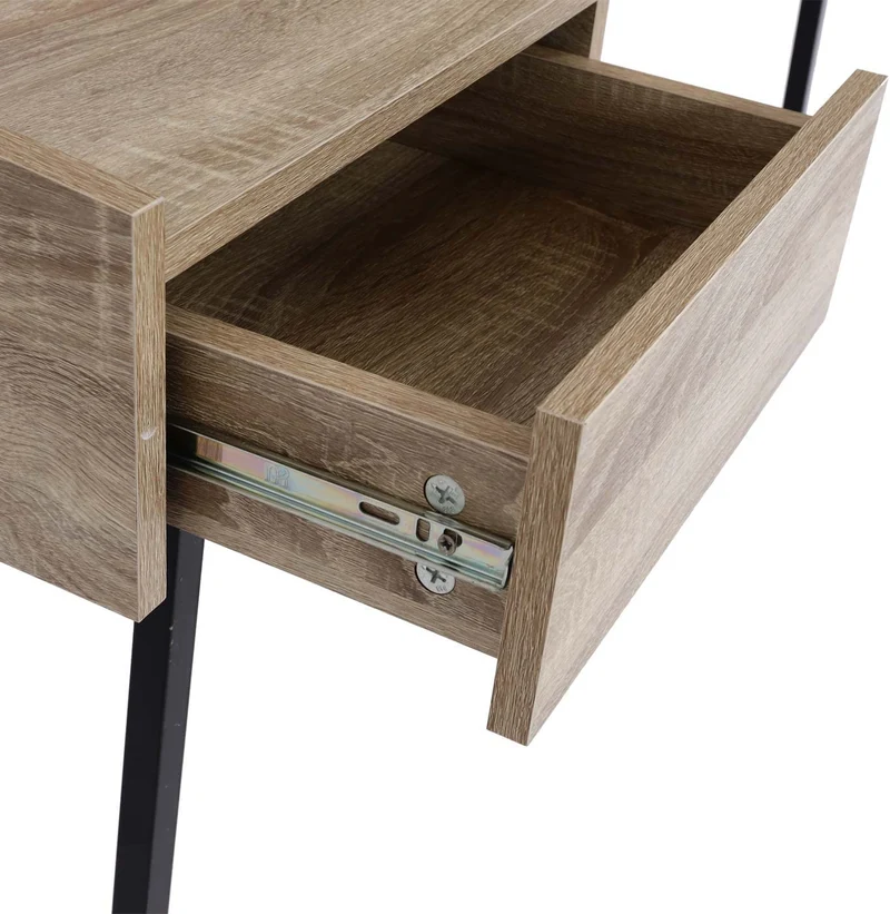 Bureau table d'ordinateur de bureau avec tiroir de rangement 98x114x60cm aspect chêne BUR04107