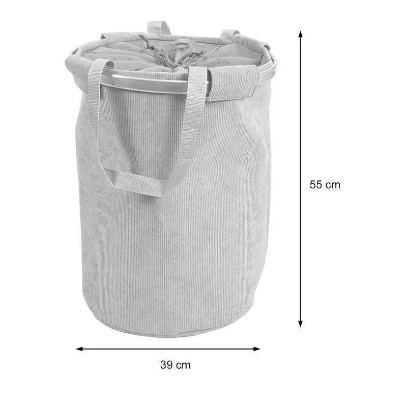Panier à linge corbeille avec cordon de serrage 55x39cm 65L velours bleu 04_0001297