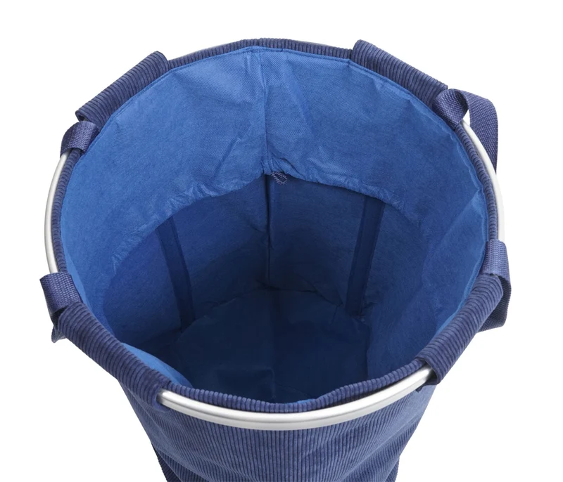 Panier à linge corbeille avec cordon de serrage 55x39cm 65L velours bleu 04_0001297