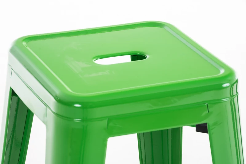 Lot de 2 tabourets de bar style industriel en métal avec repose-pieds vert TDB10116