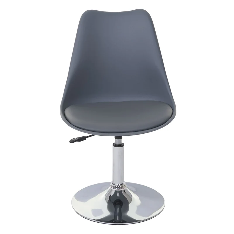 Chaise pivotante cuisine salle à manger réglable en hauteur synthétique gris foncé pied chromé 04_0002036