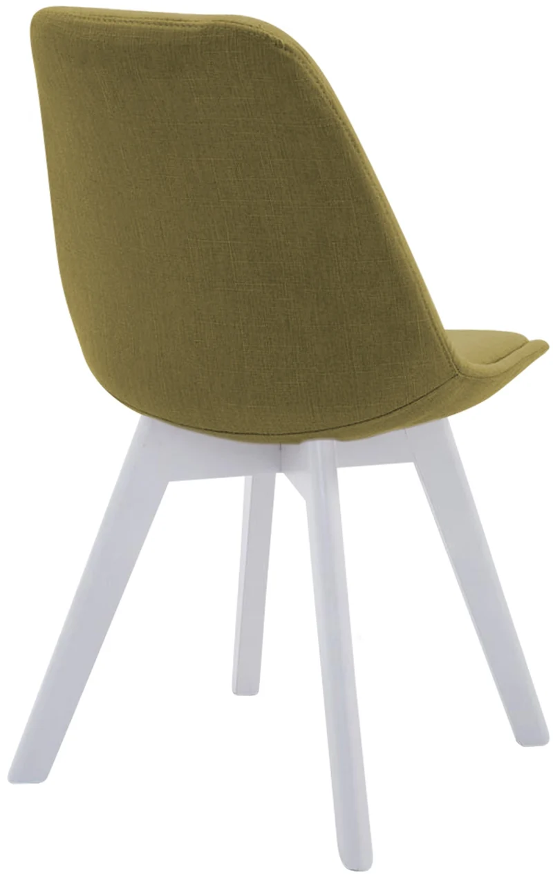 Chaise de salle à manger x1 design scandinave en tissu vert et piètement à 4 pieds en bois blanc 10_0003316