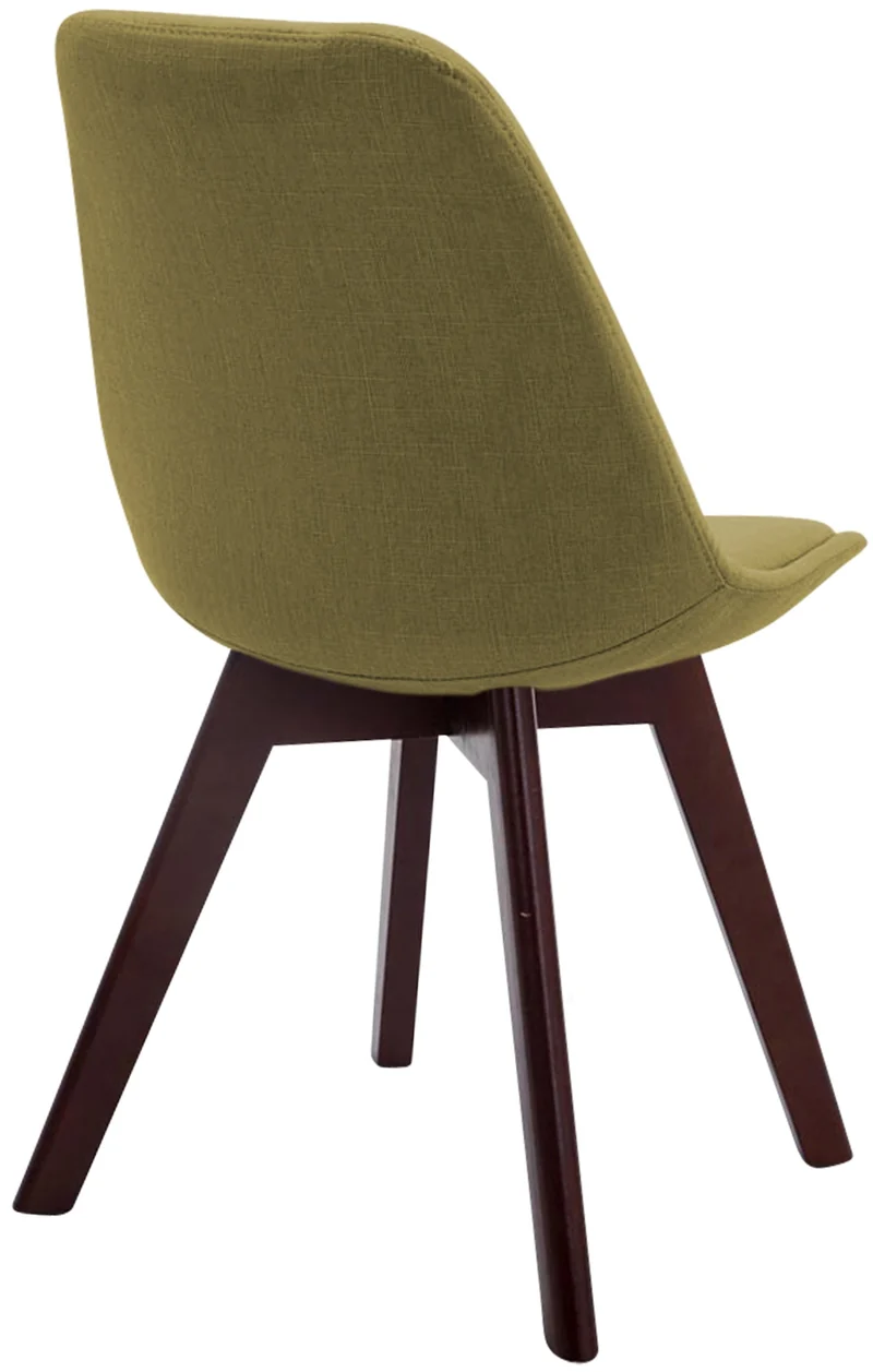 Chaise de salle à manger x1 design scandinave en tissu vert et piètement à 4 pieds en bois marron 10_0003304