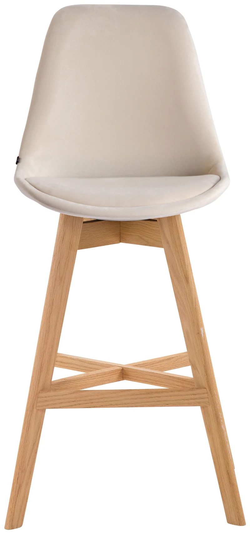 Tabouret de bar chaise haute design scandinave moderne en velours crème TDB10375