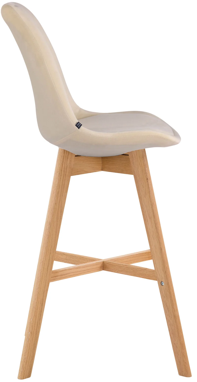 Tabouret de bar chaise haute design scandinave moderne en velours crème TDB10375