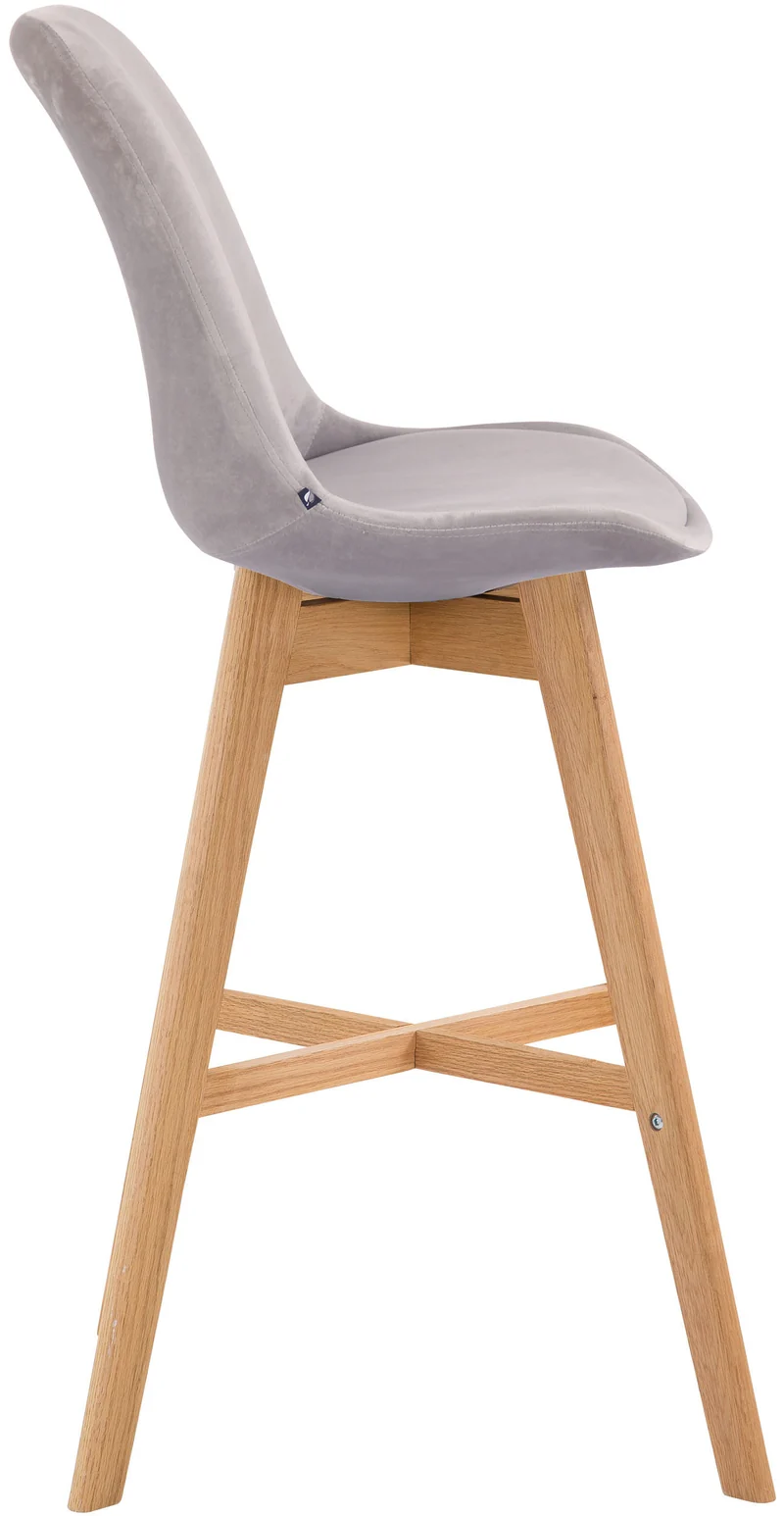 Tabouret de bar chaise haute design scandinave moderne en velours gris 10_0000931