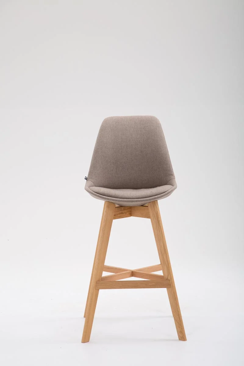 Tabouret de bar chaise haute design scandinave moderne en tissu taupe 10_0000927